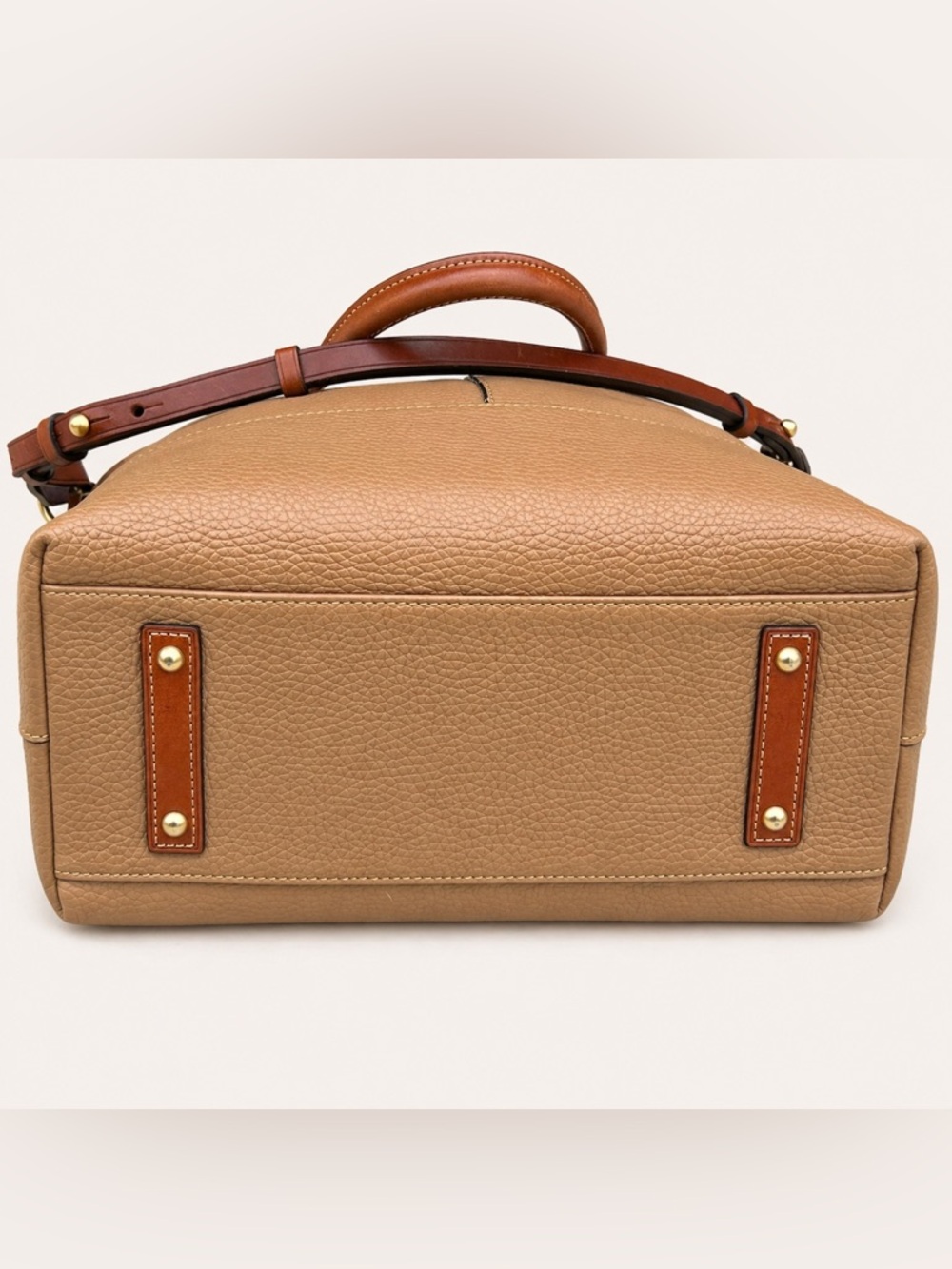 Dooney & Bourke Leather Satchel Tan Brown + Dust Bag Large - Picture 5 of 14